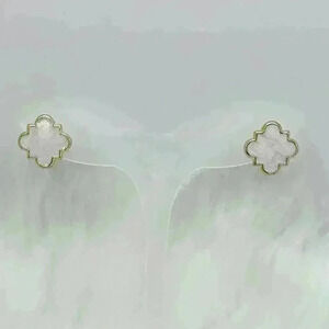 Chloe Clover Stud Earrings 18k Gold Plated Earrings in White